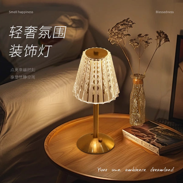 Premium desk lamp bedroom bedside lamp light luxury master bedroom bedside table lamp charging night lamp crystal retro atmosphere lamp