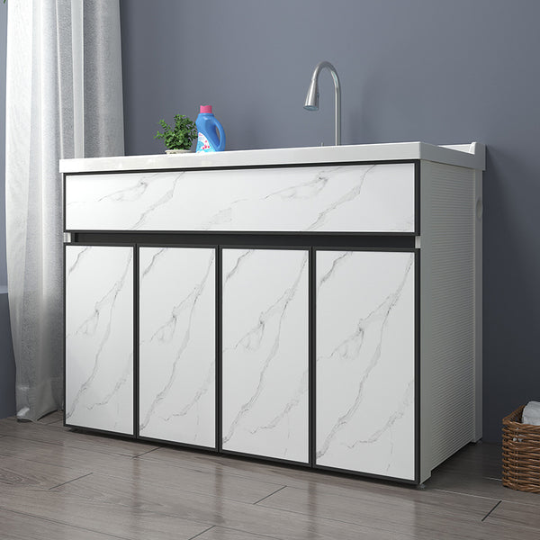 Space aluminum balcony laundry cabinet drum washing machine integrated cabinet combination significant other with rubbing board quartz stone laundry pool