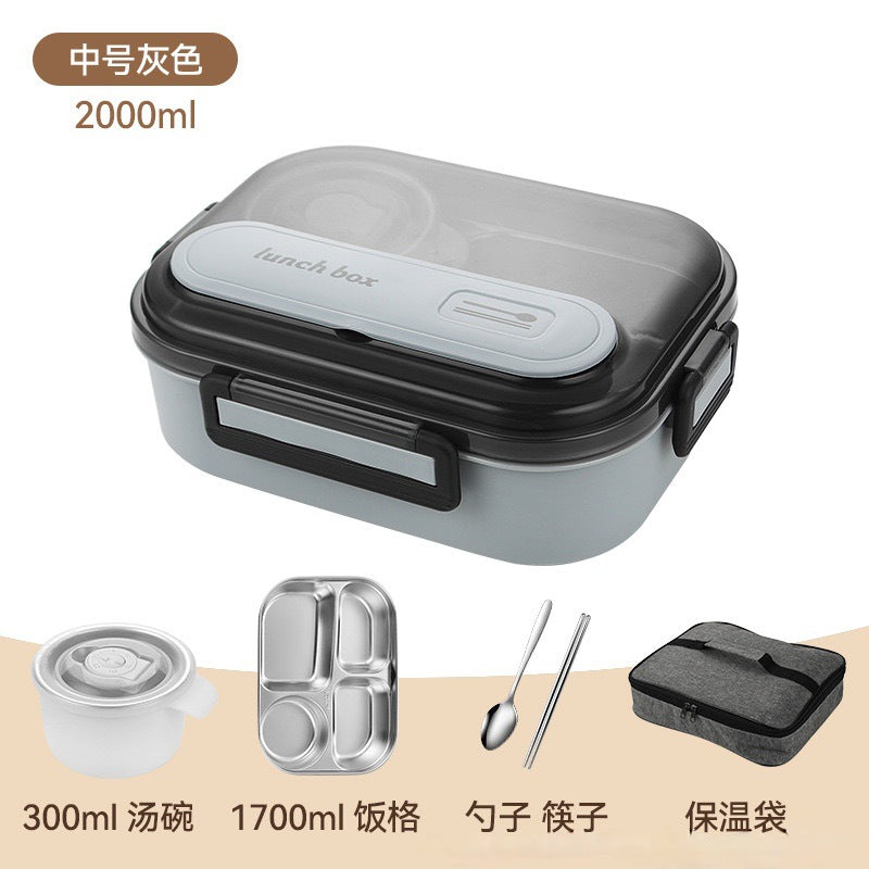 Food-grade extra large lunch box for work, microwaveable 316 stainless steel lunch box, student thermal insulation sealed box