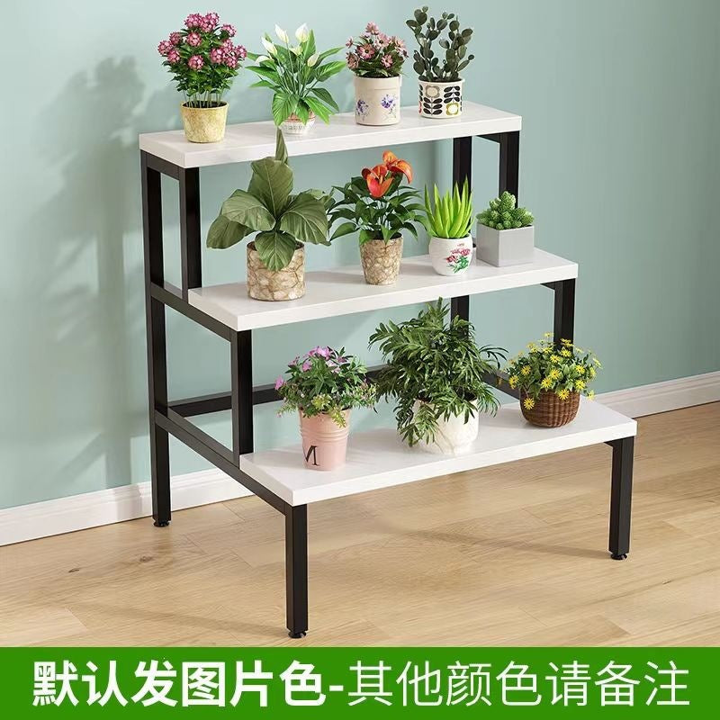 Solid wood corner flower shelf, multi-layered indoor space-saving floor-standing balcony wooden plant flower pot rack storage