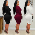 C7627 cross-border   fashion women's off-the-shoulder bodycon mini dress - elegant solid color