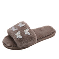 2024 new fuzzy slippers - autumn/winter butterfly slides, wholesale cotton house slippers with rhinestone embellishments, women's plush slippers for outdoor wear