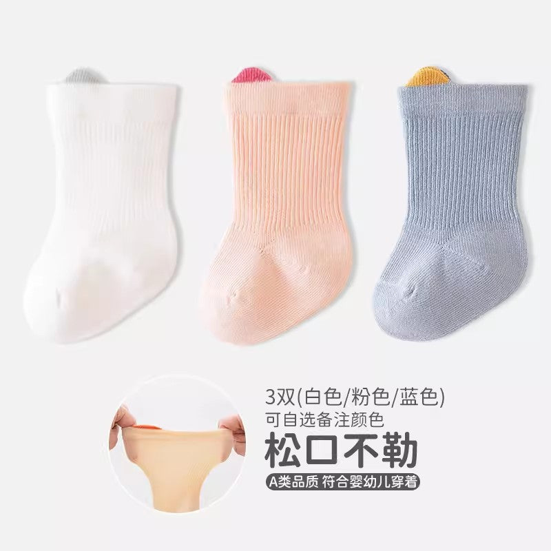 Babylon class a socks combed cotton breathable boneless baby knee socks socks candy color ear lifting newborn socks