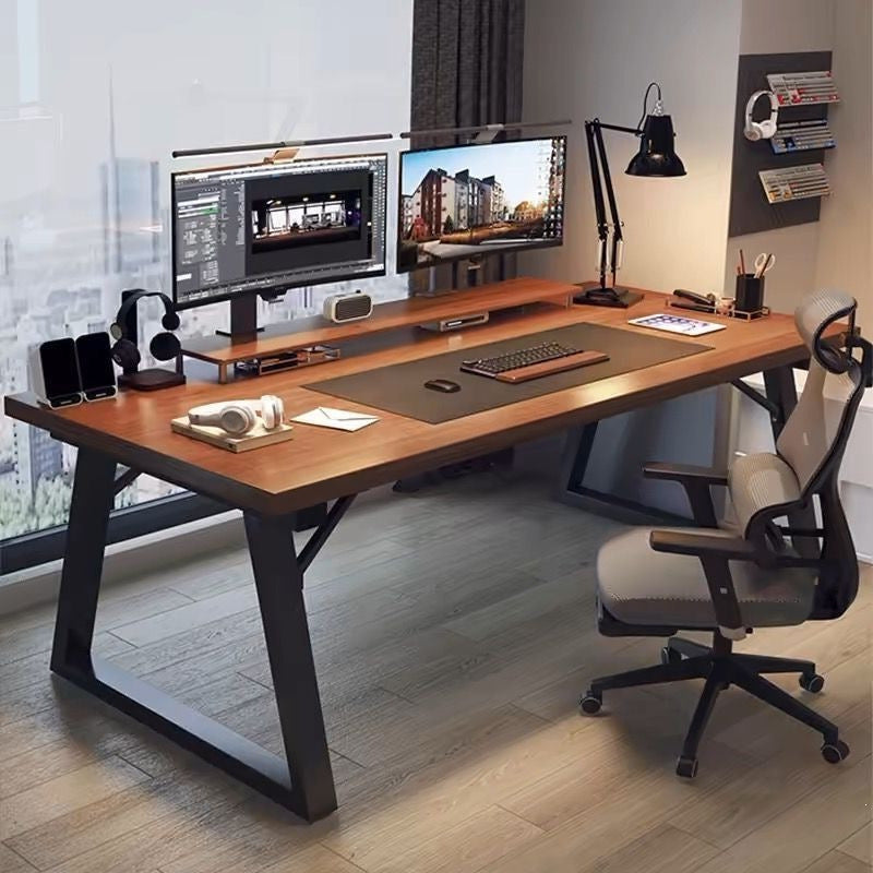 Minimalist modern office desk - double wide computer desk for home or office - student study desk - simple writing desk - workstation