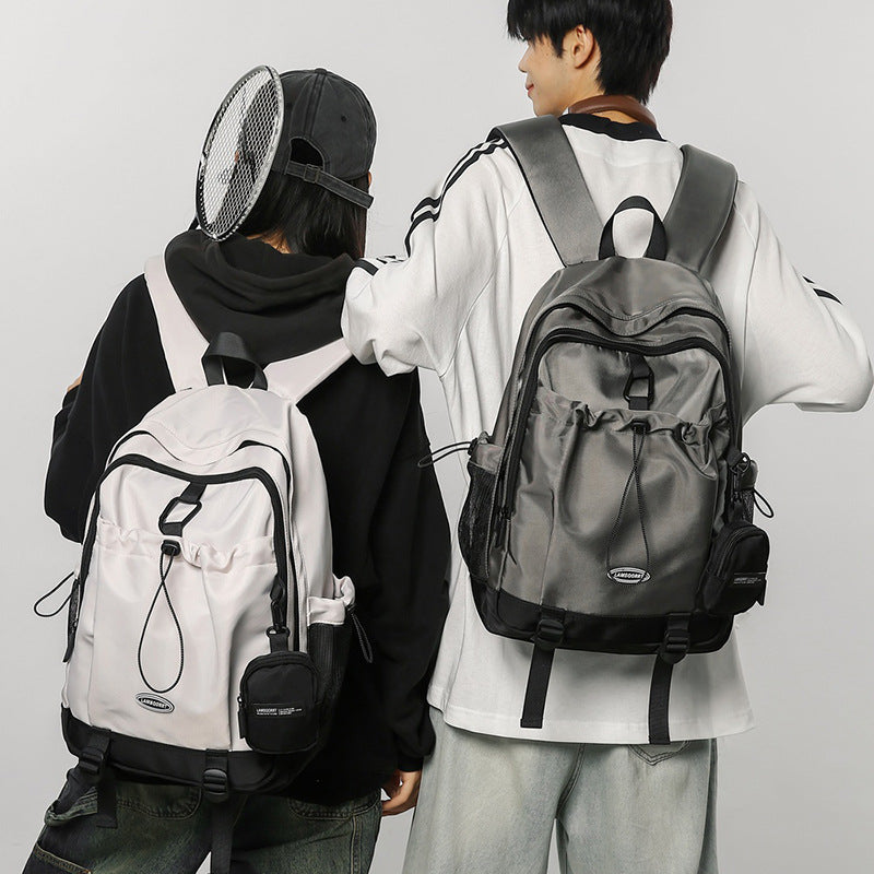 School bag student college style niche design drawstring large capacity backpack leisure sports campus computer backpack