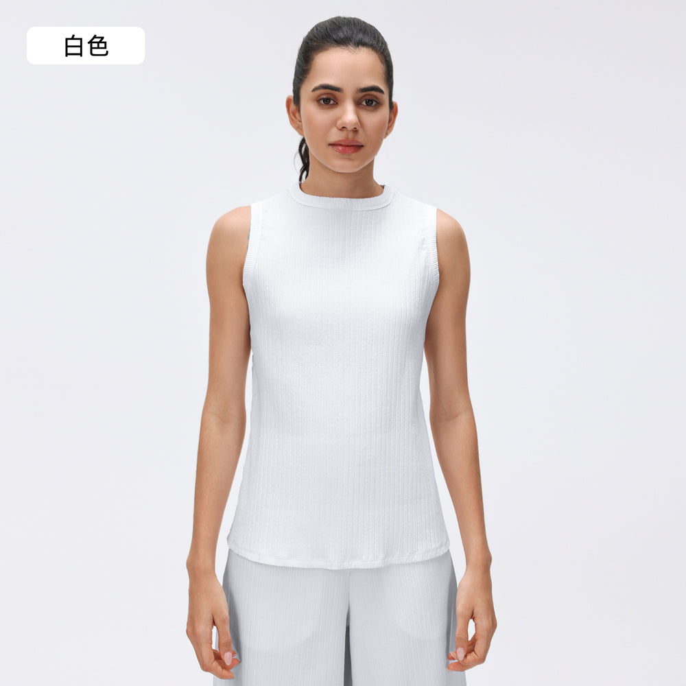 Simple round neck sleeveless tank top women's slim fit vest base layer top comfortable breathable activewear d26020