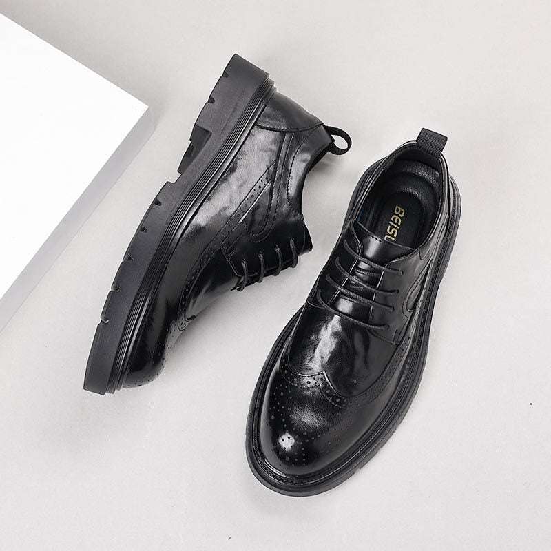 Genuine leather men's brogue dress shoes - new collection, casual & business style, versatile & stylish, perfect for weddings & grooming