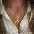 hot-selling initial stainless steel paper clip letter simple and versatile pendant necklace women's necklace clavicle chain