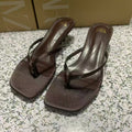 Za new 2025 summer french square toe high heel thong sandals - open toe, open back, fashion sandals for women