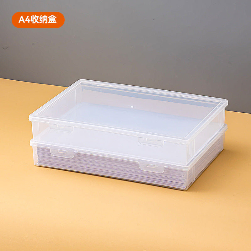 Desktop ID storage box with lid Desk storage Document storage box Multifunctional plastic flip a4 storage box