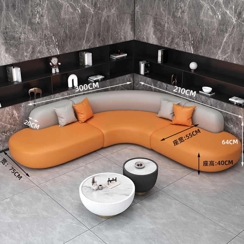 Business negotiation curved sofa hotel lobby office reception area light luxury l-shaped corner sofa