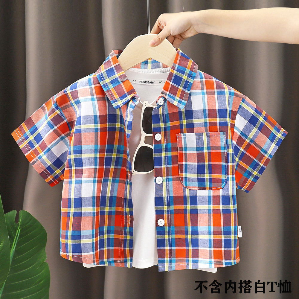 Kids' shirts: new  styles for boys - stylish cotton plaid shirts for spring and autumn. fashionable turn-down collar cardigans for toddlers and young children