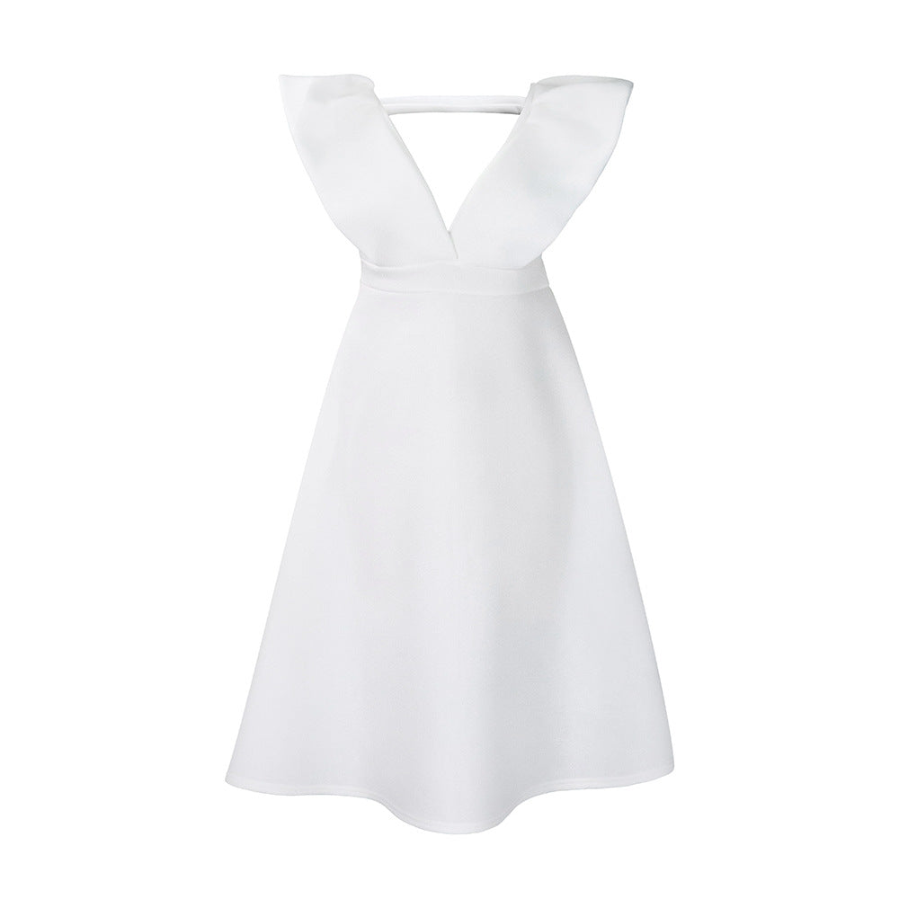 C8544plus sizeexport women's clothingsummernew arrivaldeep v neckhigh waist banquet dress a-line africandress