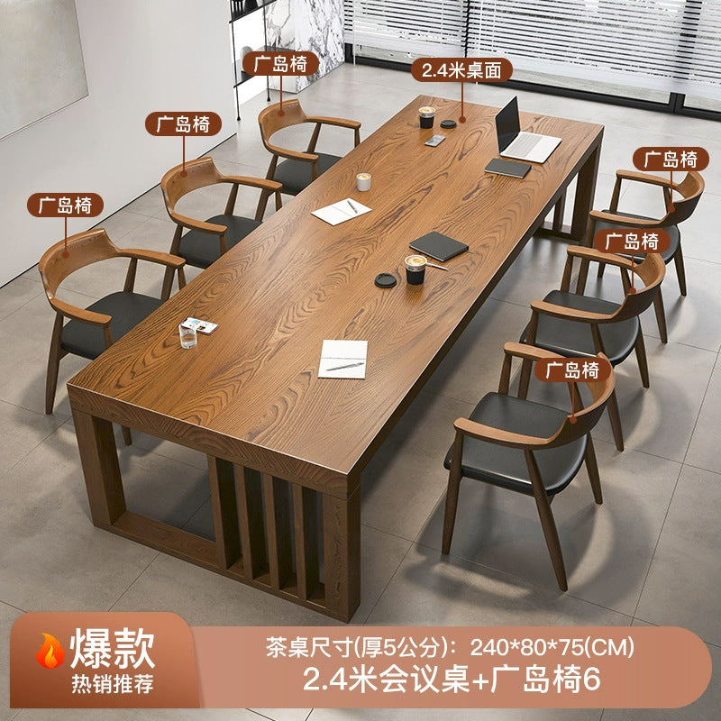 Solid wood large conference table bench table casual office desk large long desk log workbench large board table study table