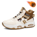 2025 winter men's fleece-lined high-top sneakers: trendy, versatile, chunky sole casual dad shoes for men