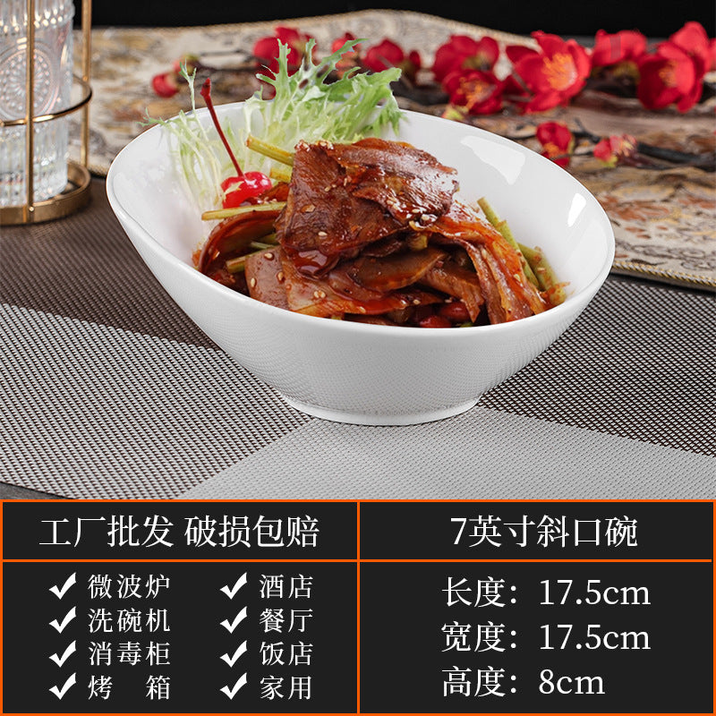 High-end ceramic pure cabbage plate, special-shaped asymmetrical cold dish plate, stir-fry plate, tableware for restaurants and hotels
