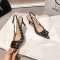2026 spring new arrivalelegant baotou back hollow sandals pointed toe rhinestone thin heel fashion women's shoes woolen inside spring
