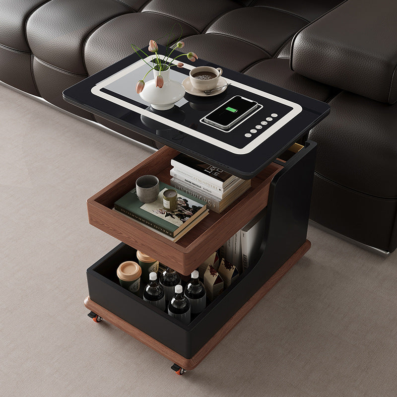 Medieval style smart movable coffee table living room for home small apartment adjustable side table sofa side cabinet trolley
