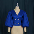 Am211114v neck lantern sleeve button cardigan silmshort party women's shirt tops