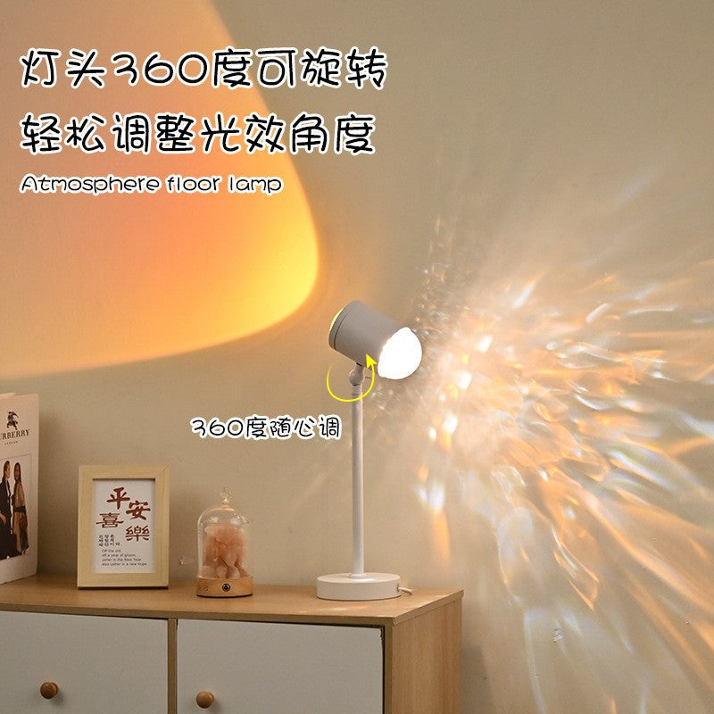 Popular water ripple atmosphere projection lamp live broadcast background double-headed sunset sunset bedroom decorative lamp