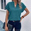 European and american cross-border women's fashion:  summer new arrivals - minimalist chic v-neck short-sleeve linen blouse/shirt for women