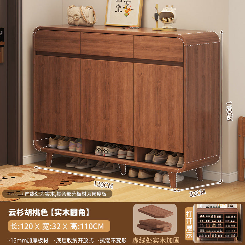 Solid wood core shoe cabinet household entrance 2025 new Chinese-style wall storage cabinet large-capacity indoor shoe rack