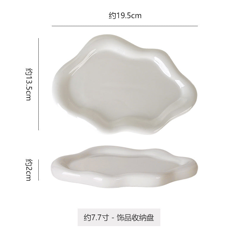 Customized internet celebrity jewelry ceramic entrance desktop storage ceramic plate asymmetrical photo prop display plate