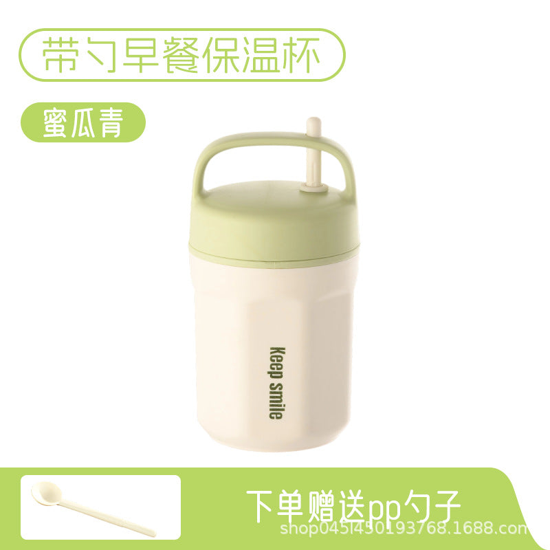 Breakfast cup with lid spoon soy milk cup oatmeal brewing cup cup for home portable takeaway water cup yogurt cup gift