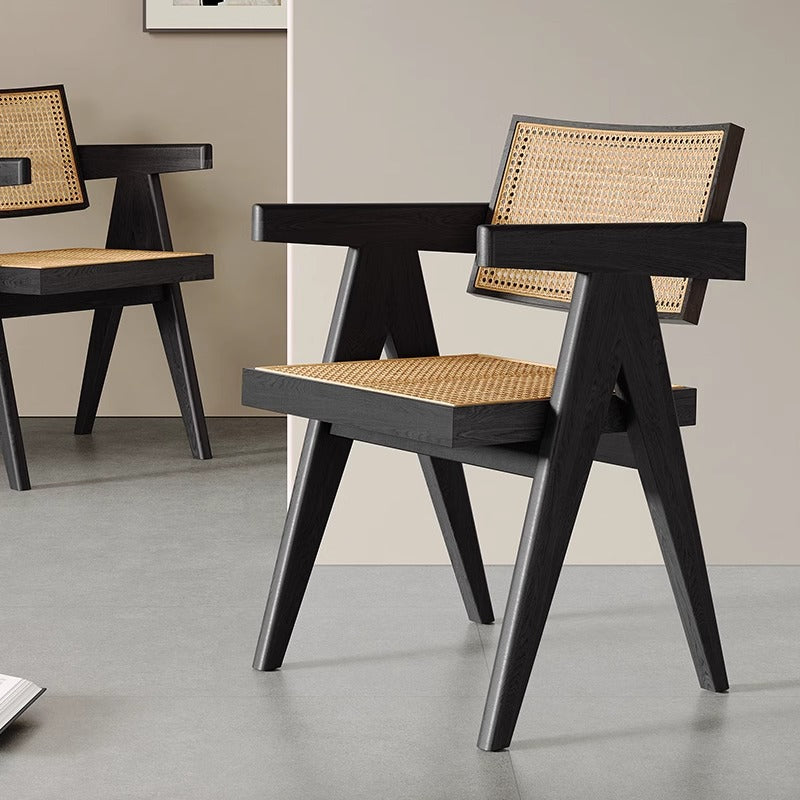 Second-hand style solid wood dining chair 2025 new arrival cream artistic lazy rattan chair