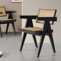 Second-hand style solid wood dining chair 2025 new arrival cream artistic lazy rattan chair