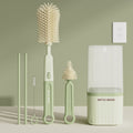 Wholesale multi-functional straight-handle silicone bottle brush, portable nipple brush, baby bottle brush, water cup brush cleaning set