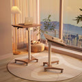 Solid wood height-adjustable computer desk, mobile small apartment office desk, home study table, foldable small desk with wheels