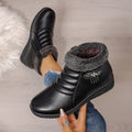 winter women's mid-aged and elderly cotton shoes - flat, non-slip, extra thick, warm, soft-soled, fleece-lined leather ankle boots - wholesale
