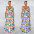 X6270 cross-border   fashion women's sleeveless tie-shoulder maxi dress