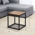 Scandinavian iron art solid wood coffee table small apartment sofa side table casual creative side table dark brown square mother-in-law coffee table