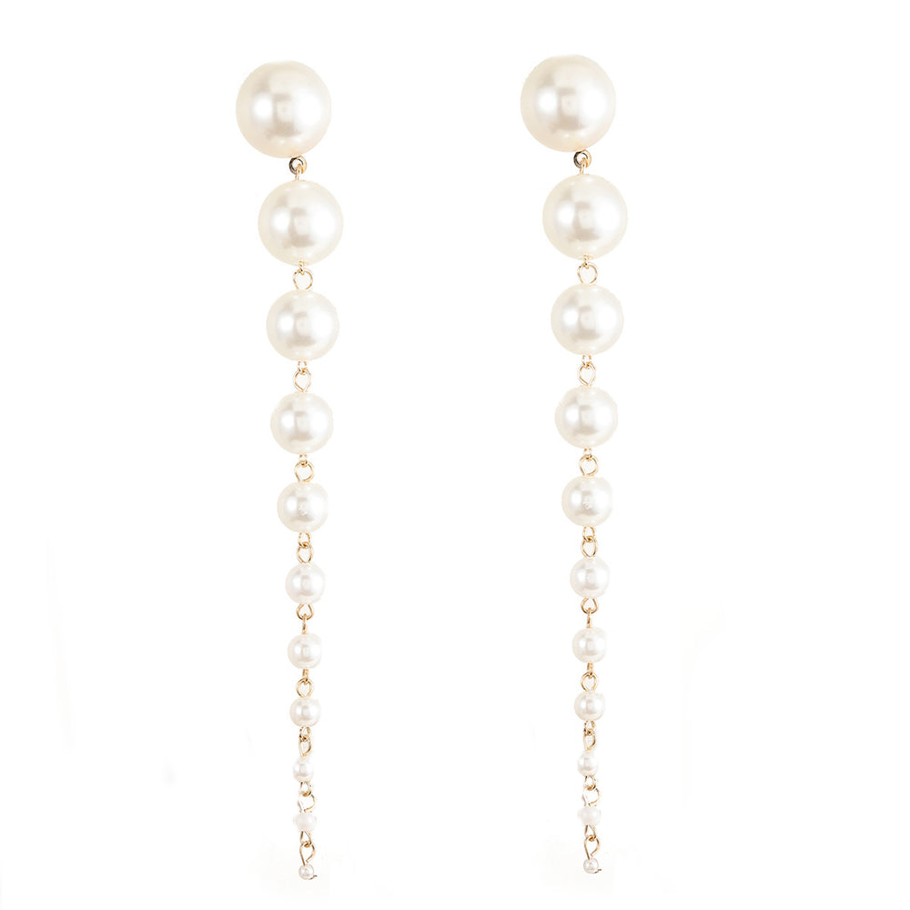 European and american cross-border non-imitation pearl tassel earrings - french retro, light luxury, high-end, unique, and versatile earrings wholesale