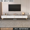 【no installation needed】160 modern grey rock slab + white cabinet gold airplane leg tv stand