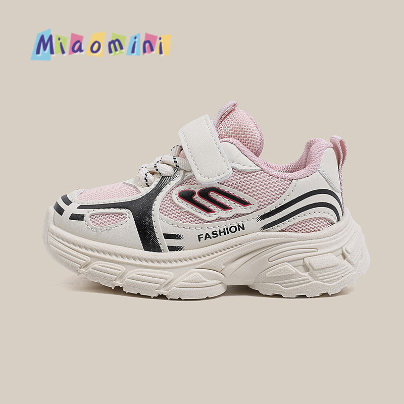 spring new children's athletic shoes, breathable mesh boys' running shoes, soft sole girls' chunky sneakers, ages 1-6