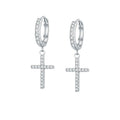 European and american high-end s925 sterling silver ins cross earrings, full zircon personalized stud earrings, trendy and versatile for men and women
