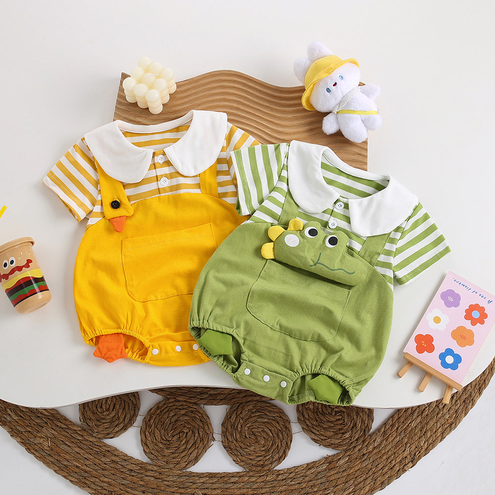 Baby bag fart summer thin vest male and female baby summer jumpsuit lapel fish frog triangle ha clothes