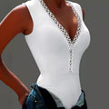 european and american export women's v-neck bodycon jumpsuit solid color sexy triangle cutout tank top pants