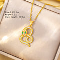 Xjs-1 golden snake necklace-1 [titanium steel chain copper inlaid zirconium pendant]