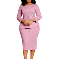 D599  foreign trade women's clothing  new fashion round neck elegant slim-fit ol pencil skirt african dress