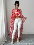 summer cross-border fashion: european & american style stand collar printed ruffle chiffon blouse - vacation-ready flowy cover-up