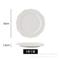 European-style pure white dessert plate, three-tier fruit platter, modern showroom display, creative embossed ceramic plate wholesale