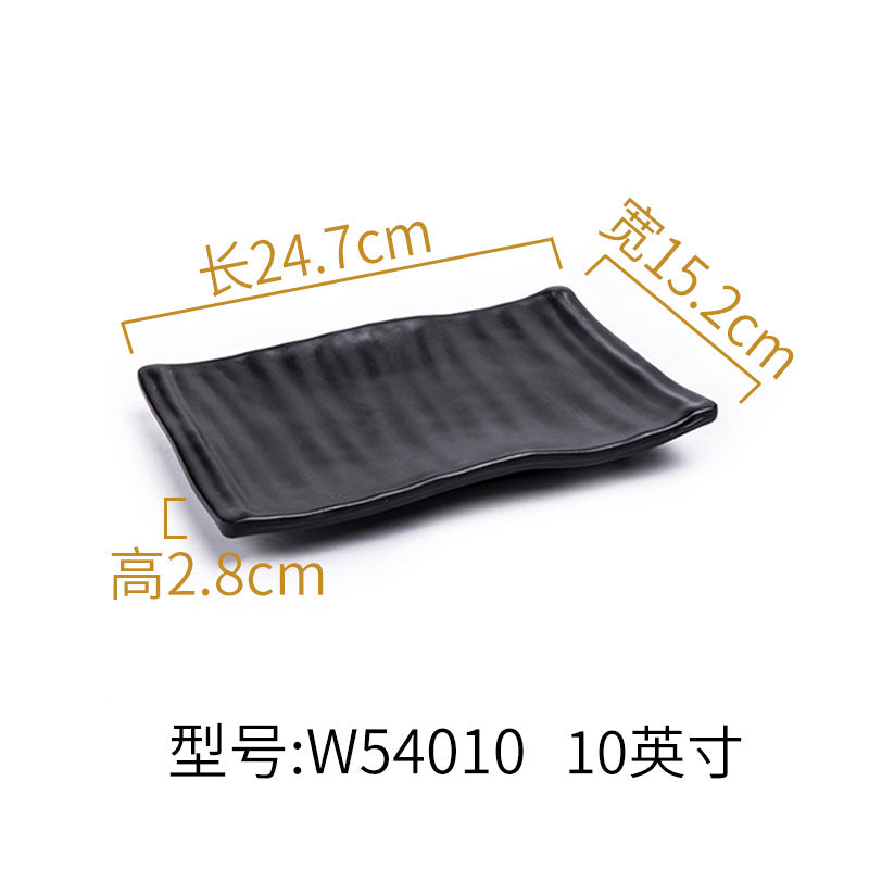 Melamine black tableware plastic dish imitation porcelain dinner plate cold dish plate barbecue hot pot plate barbecue restaurant plate commercial