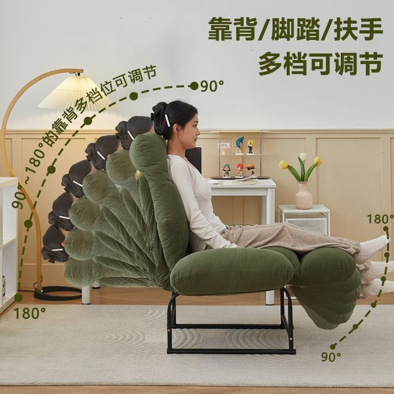 Lazy sofa chair for homesmall apartment multi-level adjustable plaid long sitting casual lounge chair bedroom foldable bed back chair