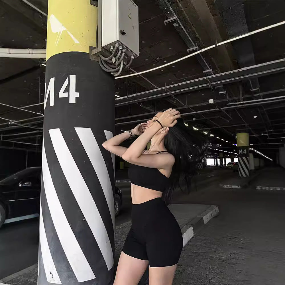 Europe, America, , hot-selling women's clothing, spring and summer, sexy U-neck exposed umbilical suspender vest, high-waisted boxers, two-piece set for women