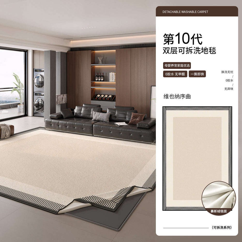 Removable and washable carpet, living room modern minimalist double-layer machine washable sofa soundproof mat, italian high-end easy-care rug