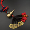 Car pendant chinese knot cinnabar copper gourd perfect car hanging five emperors money key chain mahogany car pendant